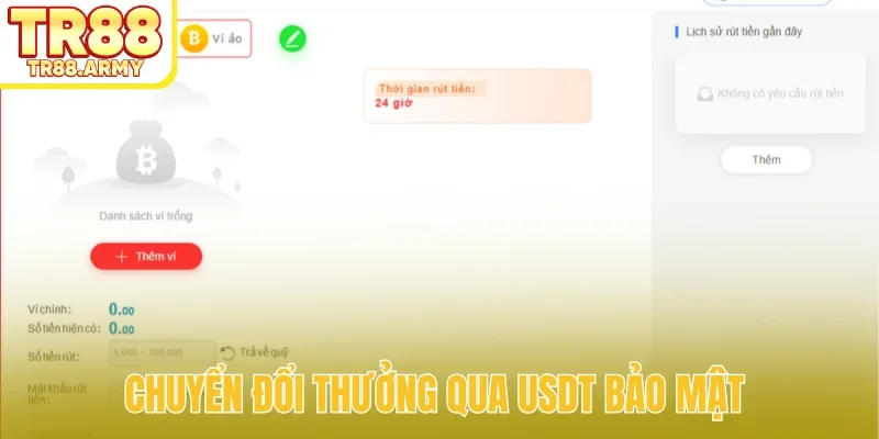 Chuyển đổi thưởng qua USDT bảo mật